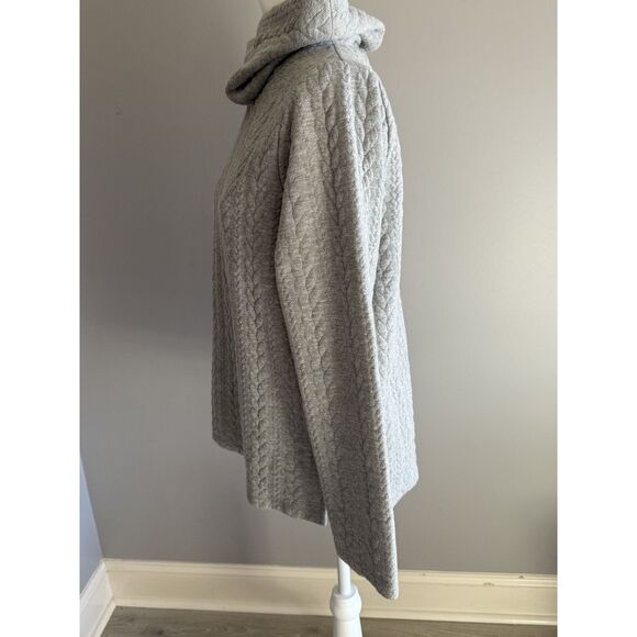 J Crew Cable Knit Cowlneck Top Grey Long Sleeve Casual Classic Cozy Shirt Medium - Picture 7 of 15